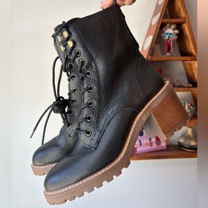 Crown Vintage NEW zip & lace-up heeled boots size 6.5 / 37 women’s black Yuliana